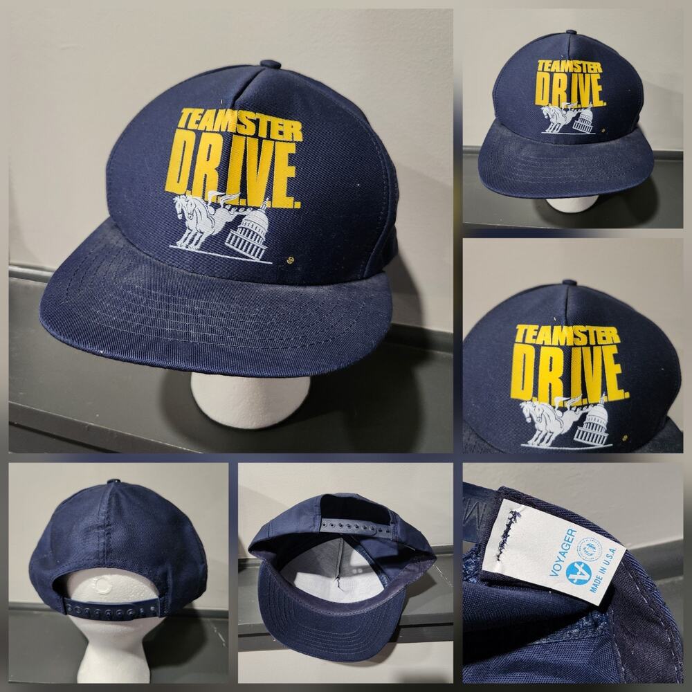 VTG 80s? Teamsters Drive Hoffa‎ Two Horse Snapback Hat Cap Union USA Made
